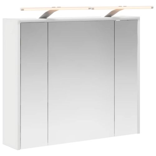 Шкаф с огледало за баня Бяло 73,5 x 16 x 62,5 см
