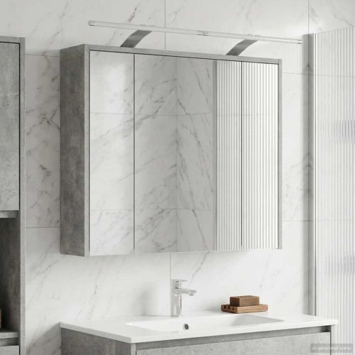 Шкаф с огледало за баня Циментено сиво 73,5 x 16 x 62,5 см