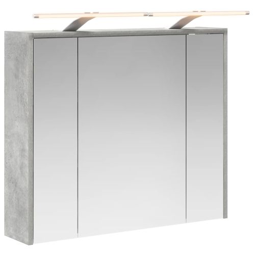 Шкаф с огледало за баня Циментено сиво 73,5 x 16 x 62,5 см