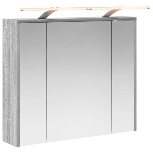 Шкаф с огледало за баня Сив Сонома 73,5 x 16 x 62,5 см