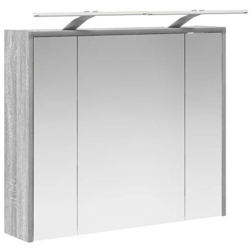 Шкаф с огледало за баня Сив Сонома 73,5 x 16 x 62,5 см