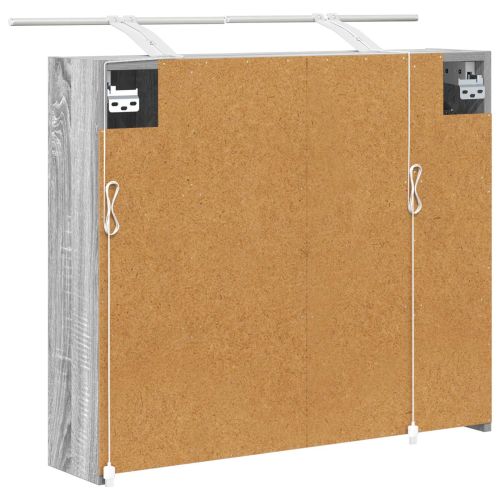 Шкаф с огледало за баня Сив Сонома 73,5 x 16 x 62,5 см