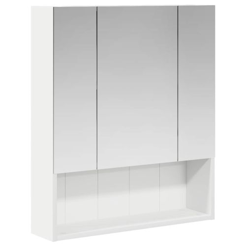 Шкаф с огледало за баня Бяло 60 x 14.5 x 70 см Инженерно дърво