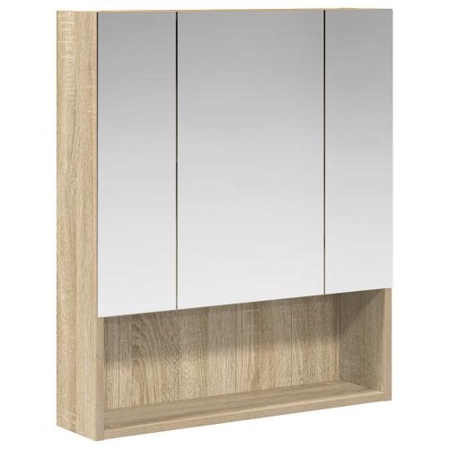 Шкаф с огледало за баня с рафт Сонома дъб 60 x 14.5 x 70 см