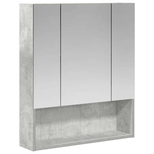 Шкаф с огледало за баня с рафт Циментено сиво 60 x 14.5 x 70 см