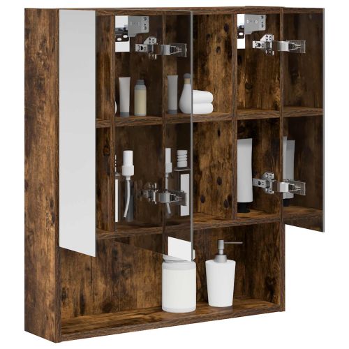 Шкаф с огледало за баня с рафт Димян дъб 60 x 14.5 x 70 см