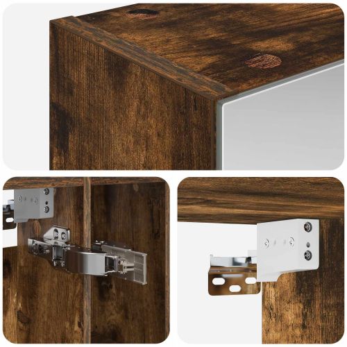 Шкаф с огледало за баня с рафт Димян дъб 60 x 14.5 x 70 см