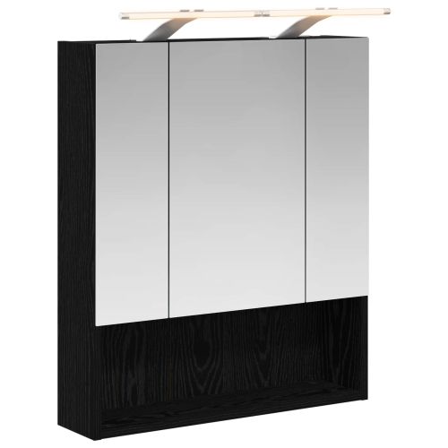 Шкаф с огледало за баня с рафт Черния дъб 60 x 14.5 x 70 см