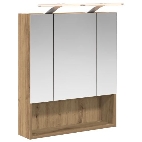 Шкаф с огледало за баня с рафт Дъб Артизан 60 x 14.5 x 70 см