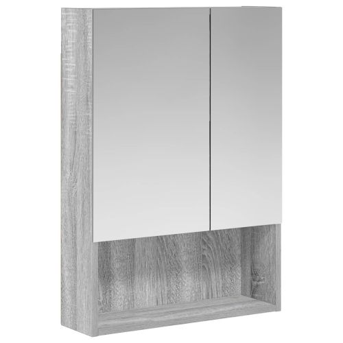 Шкаф с огледало за баня с рафт Сив Сонома 50 x 14,5 x 70 см
