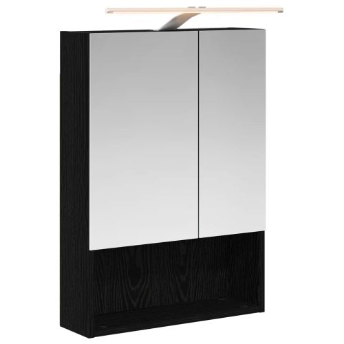 Шкаф с огледало за баня с рафт Черния дъб 50 x 14,5 x 70 см