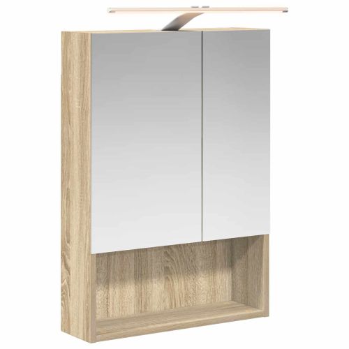 Шкаф с огледало за баня с рафт Сонома дъб 50 x 14,5 x 70 см