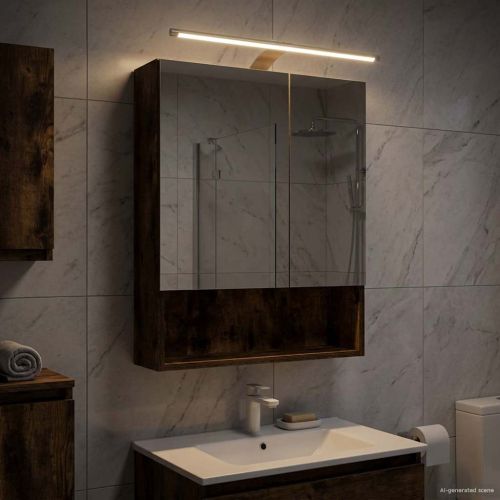 Шкаф с огледало за баня с рафт Димян дъб 50 x 14,5 x 70 см