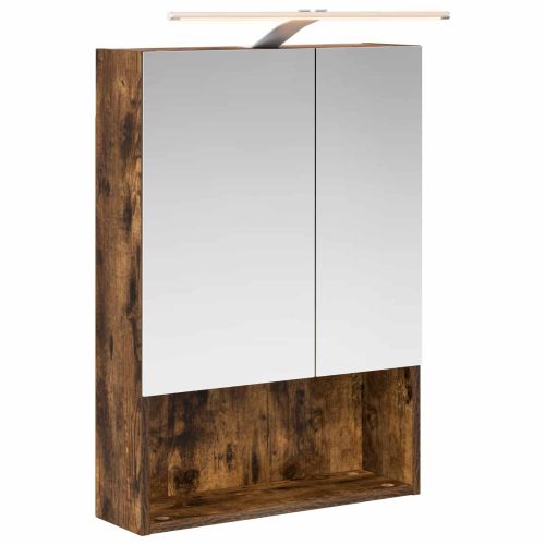 Шкаф с огледало за баня с рафт Димян дъб 50 x 14,5 x 70 см