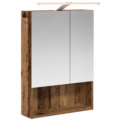 Шкаф с огледало за баня с рафт Старо дърво 50 x 14,5 x 70 см