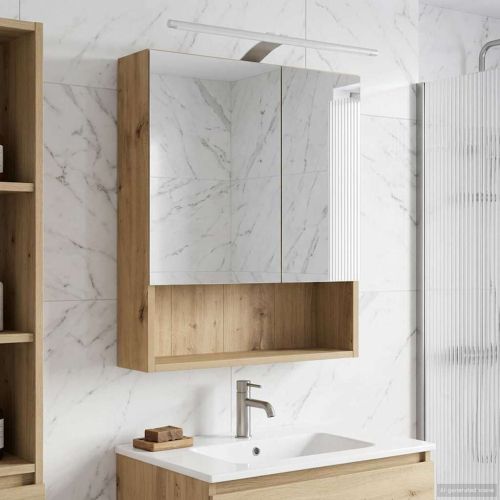 Шкаф с огледало за баня с рафт Дъб Артизан 50 x 14,5 x 70 см