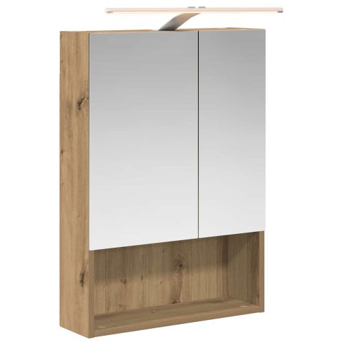 Шкаф с огледало за баня с рафт Дъб Артизан 50 x 14,5 x 70 см
