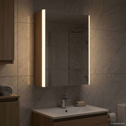 Шкаф с огледало за баня Сонома дъб 33 x 11,5 x 50 см