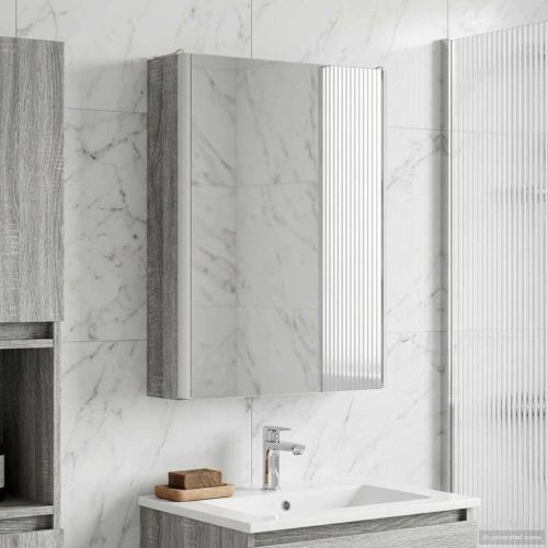 Шкаф с огледало за баня Сив Сонома 43 x 11,5 x 60,5 см