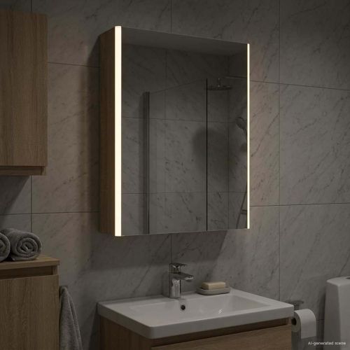 Шкаф с огледало за баня Сонома дъб 53,5 x 15,5 x 70 см