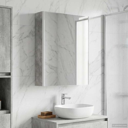 Шкаф с огледало за баня Циментено сиво 53,5 x 15,5 x 70 см