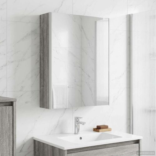 Шкаф с огледало за баня Сив Сонома 53,5 x 15,5 x 70 см