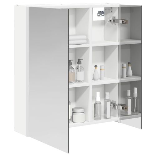 Шкаф с огледало за баня Бяло 63,5 x 15,5 x 70 см