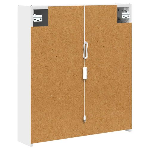 Шкаф с огледало за баня Бяло 63,5 x 15,5 x 70 см