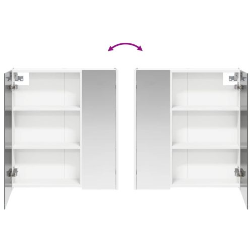 Шкаф с огледало за баня Бяло 63,5 x 15,5 x 70 см