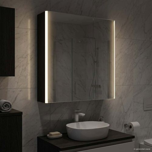 Шкаф с огледало за баня Черния дъб 63,5 x 15,5 x 70 см