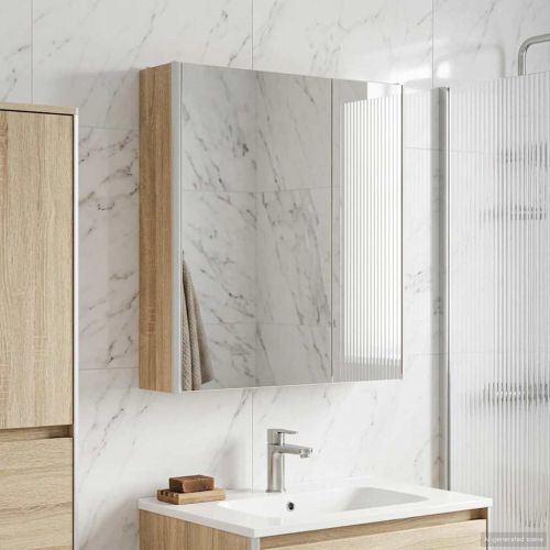 Шкаф с огледало за баня Сонома дъб 63,5 x 15,5 x 70 см