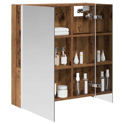 Шкаф с огледало за баня Старо дърво 63,5 x 15,5 x 70 см