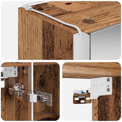 Шкаф с огледало за баня Старо дърво 63,5 x 15,5 x 70 см