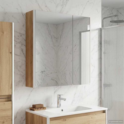 Шкаф с огледало за баня Дъб Артизан 63,5 x 15,5 x 70 см