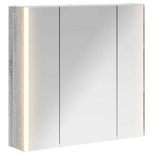 Шкаф с огледало за баня Сив Сонома 63,5 x 15,5 x 60,5 см