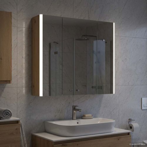 Шкаф с огледало за баня Дъб Артизан 63,5 x 15,5 x 60,5 см