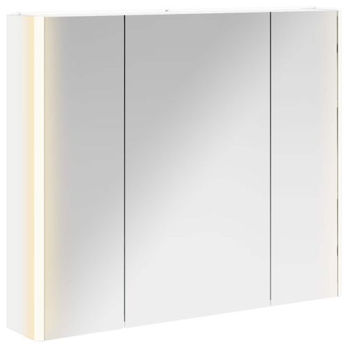 Шкаф с огледало за баня Бяло 83,5 x 15,5 x 70 см