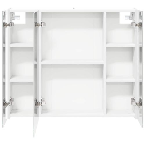 Шкаф с огледало за баня Бяло 83,5 x 15,5 x 70 см