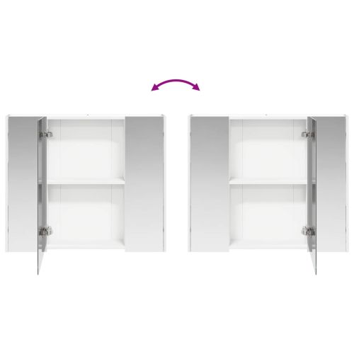 Шкаф с огледало за баня Бяло 83,5 x 15,5 x 70 см