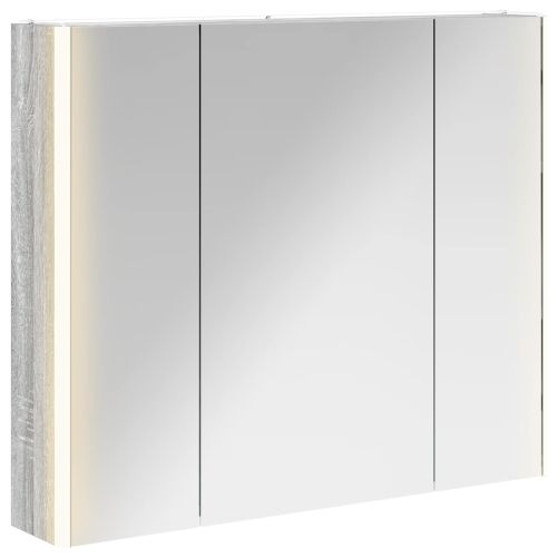 Шкаф с огледало за баня Сив Сонома 83,5 x 15,5 x 70 см