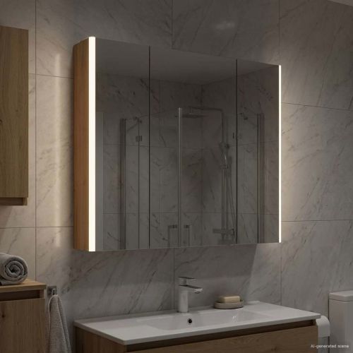 Шкаф с огледало за баня Дъб Артизан 83,5 x 15,5 x 70 см