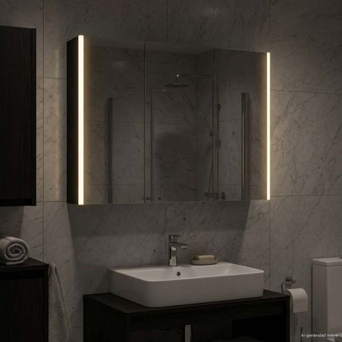 Шкаф с огледало за баня Черния дъб 103,5 x 15,5 x 70 см