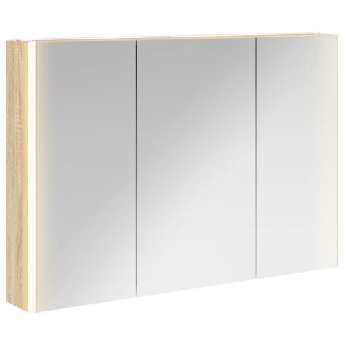 Шкаф с огледало за баня Сонома дъб 103,5 x 15,5 x 70 см