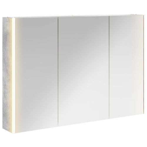 Шкаф с огледало за баня Циментено сиво 103,5 x 15,5 x 70 см