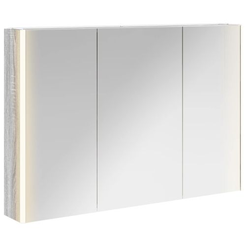 Шкаф с огледало за баня Сив Сонома 103,5 x 15,5 x 70 см