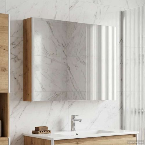 Шкаф с огледало за баня Дъб Артизан 103,5 x 15,5 x 70 см