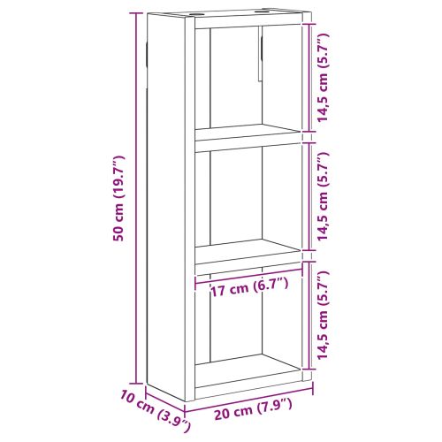 Банен стенен шкаф Черен Дъб 20 x 10 x 50 см