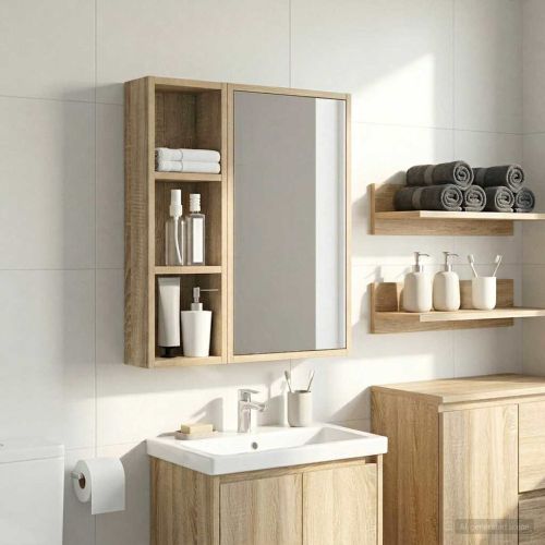 Банен стенен шкаф с рафт Сонома дъб 20 x 10 x 60,5 см