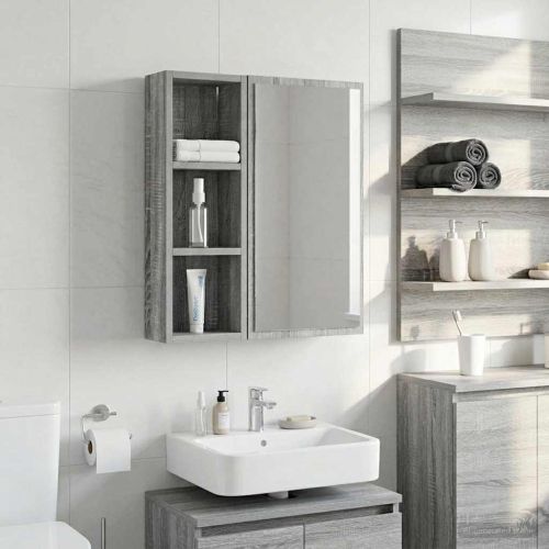 Банен стенен шкаф с рафт Сиво Сонома 20 x 10 x 60,5 см