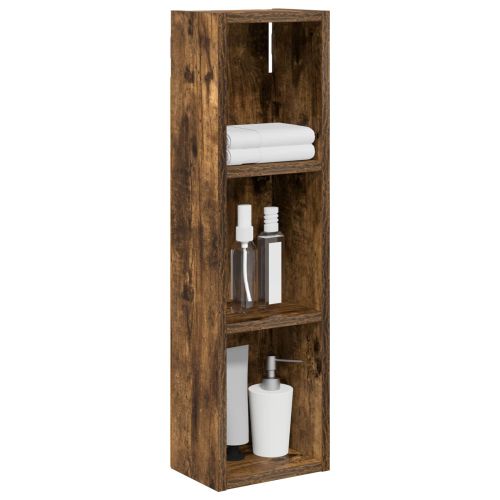 Банен стенен шкаф с рафт Пушена Дъб 20 x 14 x 70 см